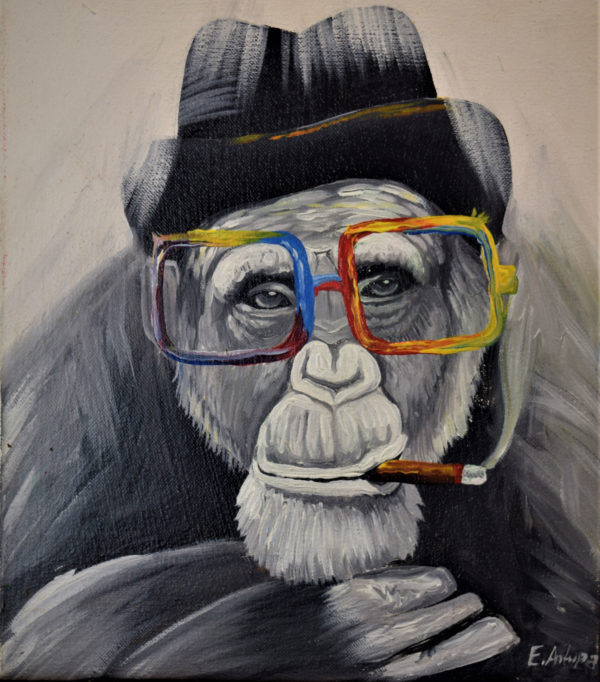 Chimp Smoking Cigar Print